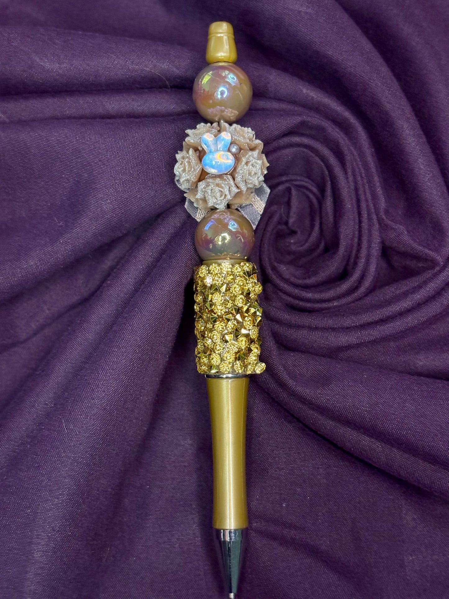 x Light Brown Flower Bead Pen